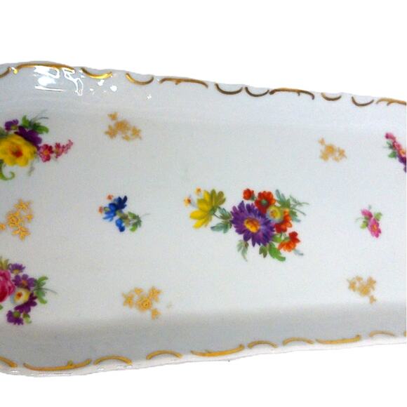 Vintage Reichenbach Germany Fine Bone China Floral Tray - Picture 4 of 6